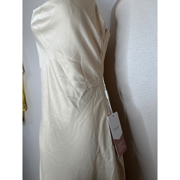 Stacees Champagne Slip Dress Criss Cross Back‎ Wedding Special Occasion US4 - Picture 4 of 9